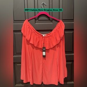 NWT Fashion Nova Coral Strapless Dress 3XL